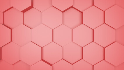 Hexagonal background with red hexagons, abstract futuristic geometric backdrop or wallpaper with copy space for text