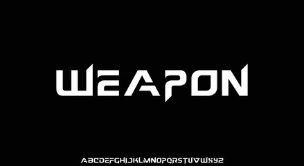 WEAPON Abstract Modern Alphabet Font. Typography urban style fonts for technology, digital, movie logo design. vector illustration
