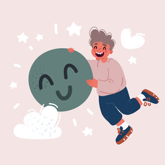 Vector illustration of Concept of rate. People holding emoji and giving emoticon rating, Good and bad review. Customer service and user experience concept