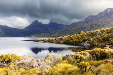 Stormy Cradle Mountain in Tasmania Australia - obrazy, fototapety, plakaty
