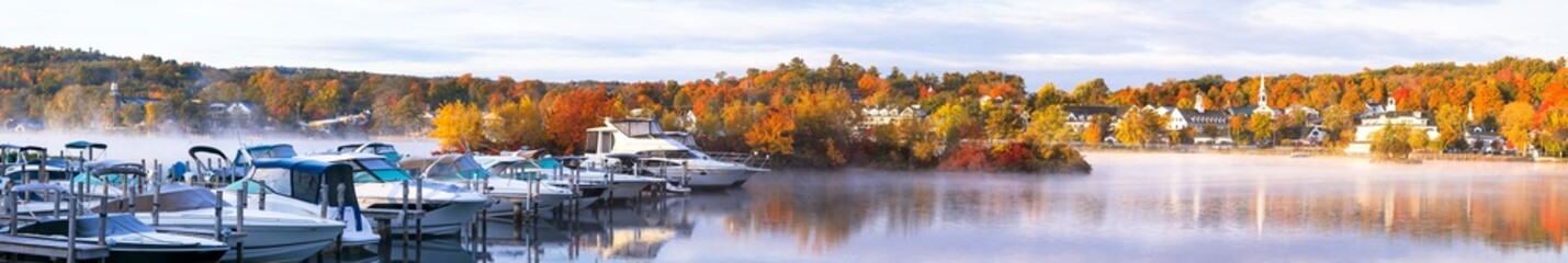 Foliage along the Lake. Meredith is a town in Belknap County, New Hampshire, United States....