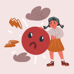 Vector illustration of bad emotion school girl