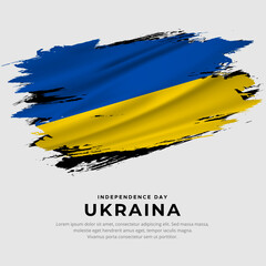 New design of Ukraina independence day vector. Ukraina flag with abstract brush vector - obrazy, fototapety, plakaty