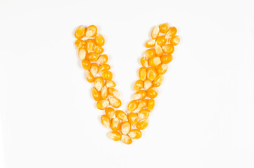 ポップコーンの種で作った アルファベット V