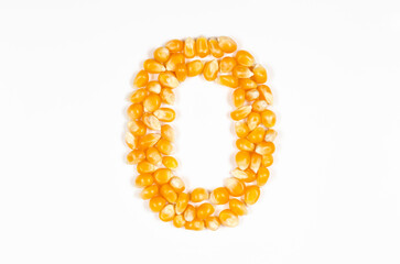 ポップコーンの種で作った 数字の0