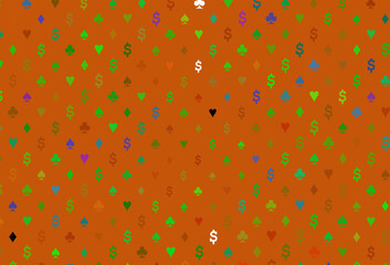 Light multicolor, rainbow vector pattern with symbol of cards.