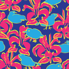 Pigeons seamless pattern background for fashion textiles, graphics, backgrounds and crafts