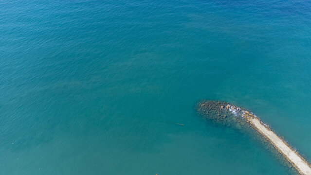 Aerial drone photo of the beautiful town of Alanya, a resort town on Turkey&rsquo;s central Mediterranean coast showing the coastal front and beaches in the summer time