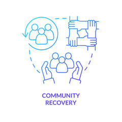 Community recovery blue gradient concept icon. Radiation effects. Public health preparedness abstract idea thin line illustration. Isolated outline drawing. Myriad Pro-Bold font used