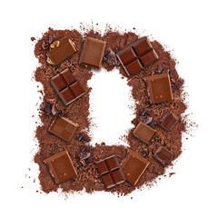 Letter D made of chocolate