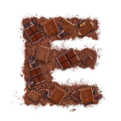 Letter E made of chocolate