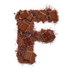 Letter F made of chocolate