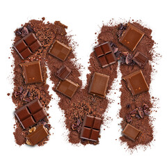 Letter M made of chocolate