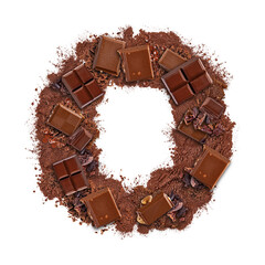 Letter O made of chocolate