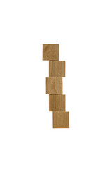 5 wooden blocks on white background with space for letters