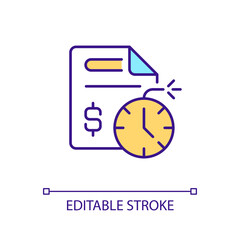 Short term financial contract RGB color icon. Finance management. Commercial agreement. Business. Isolated vector illustration. Simple filled line drawing. Editable stroke. Arial font used