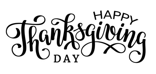 Handwritten Thanksgiving black lettering design. Celebration text Happy Thanksgiving for postcard, icon, logo or poster.