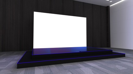 Empty stage Design for mockup. Simple event scene on white background. 3d Rendering.