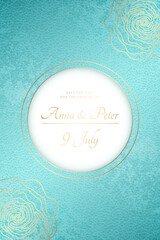 Wedding banner with mint leather texture