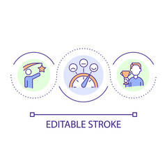 Contest winner loop concept icon. Competitive skills. Boost positive emotion. Behavioral psychology abstract idea thin line illustration. Isolated outline drawing. Editable stroke. Arial font used