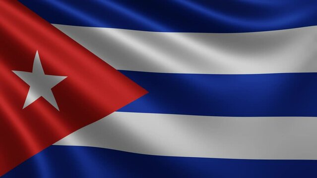 Cuban flag in the wind closeup, the national flag of Cuba flutters in 3d, in 4k resolution. High quality 4k footage