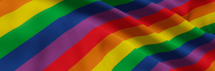 Wavy rainbow color background. LGBTQ banner.