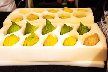 Etrogs are stacked in special shapes