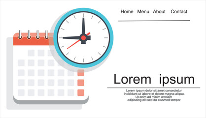 Vector calendar and clock icon.Modern flat design illustration