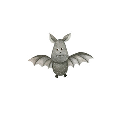 Bat watercolor illustration isolated on white background. Happy Halloween.