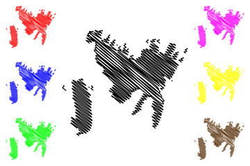 South Havra island (United Kingdom of Great Britain and Northern Ireland, Scotland, Shetland islands) map vector illustration, scribble sketch Isle of Hevera or Hafrey map