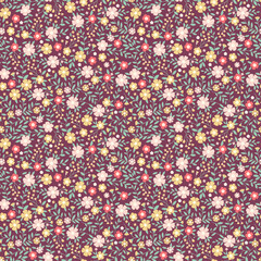 Abstract seamless floral pattern. Colorful background with dropping wildflowers. Beautiful soft texture for home decor, wrapping paper, design.