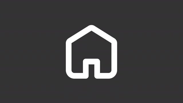 Animated home white line ui icon. Open website homepage. Seamless loop HD video with alpha channel on transparent background. Isolated user interface symbol motion graphic design for night mode