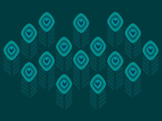 Peacock feathers abstract vector in teal color palette