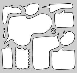 Set of hand drawn sketch Speech bubbles. Vector illustration