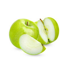 Fresh green apple isolated on transparent background. (.PNG)
