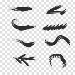 set grunge vector design template. hand brush with black color.