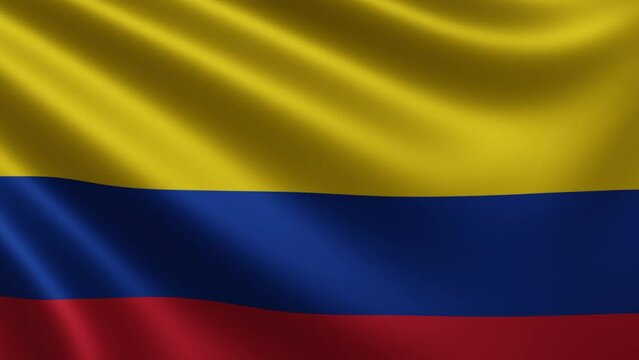 Flag Colombia in the wind close-up, the national flag of Colombia in 3d, in 4k resolution. High quality 4k footage