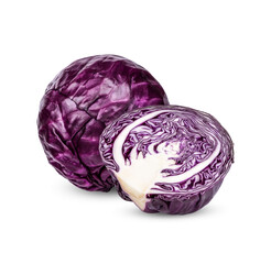 Fresh purple cabbage isolated on transparent background (.PNG)