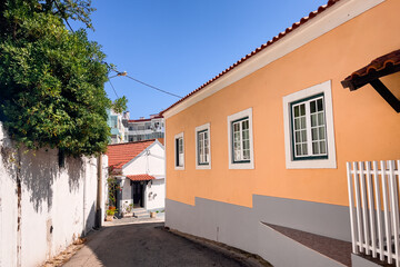 Authentic houses in the Almada district in Lisbon