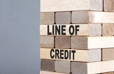 The text on the wooden blocks LINE OF CREDIT
