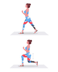 Lunges, young female athlete doing fitness exercise, fitness at home.