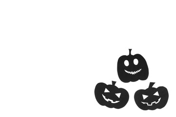 Happy halloween pumpkin smile make from paper cut on white background, Decorative Halloween concept