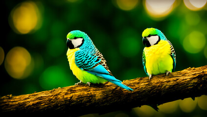 Obraz premium beautiful Budgerigar bird on a tree branch