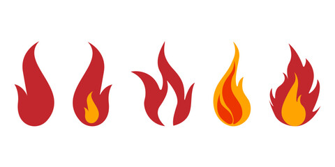 A set of illustrations with fire.