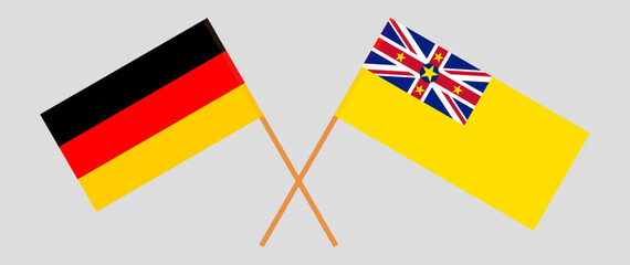 Crossed flags of Germany and Niue. Official colors. Correct proportion