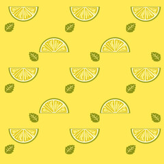 Seamless pattern of lemon slices. Repeating background vector for summer fabric, decoration, backdrop, textile, wallpaper and fashion design.