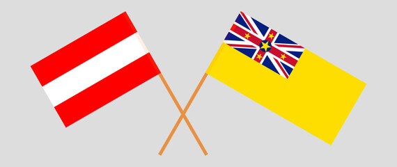 Crossed flags of Austria and Niue. Official colors. Correct proportion