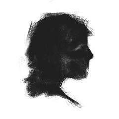 Silhouette of a teenager's head on a white background. Profile drawn in ink.