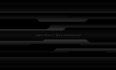 Abstract metallic grey black cyber geometric line overlap layer design modern luxury futuristic technology background vector