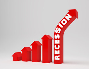 shopping cart with increasing inflation - 3D illustration